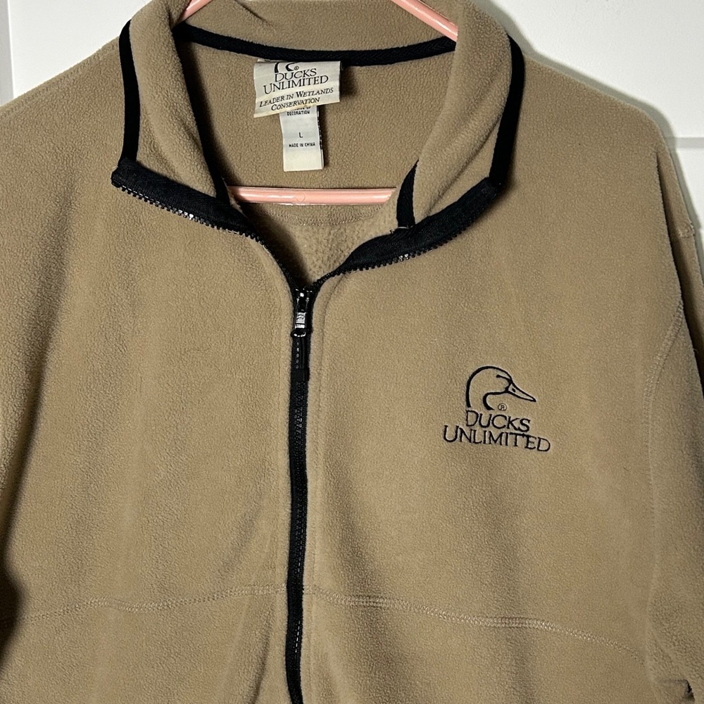 Ducks Unlimited Full Zip‎ Fleece Jacket w/Zip Pockets Logo - Men's Size LARGE